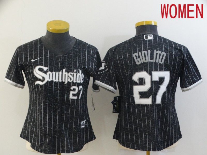 Personalized Women Chicago White Sox 27 Giolito City Edition Black Game 2021 MLB Jerseys