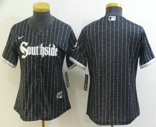 Personalized Women’s Chicago White Sox Blank Black 2021 City Connect Stitched MLB Cool Base Jersey