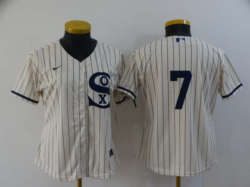 Personalized Women’s Chicago White Sox #7 Tim Anderson 2021 Cream Field of Dreams Cool Base Stitched Jersey