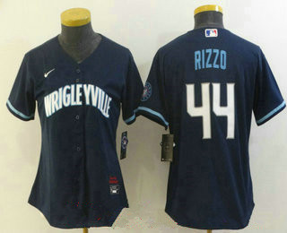 Personalized Women’s chicago cubs #44 anthony rizzo navy blue 2021 city connect stitched mlb cool base Jerseys