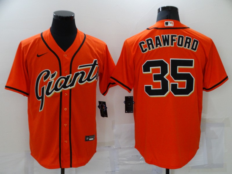 Personalized Men’s San Francisco Giants #35 Brandon Crawford Orange Stitched MLB Cool Base Jersey