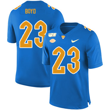 Personalized Pittsburgh Panthers 23 Tyler Boyd Blue 150th Anniversary Patch College Football Jersey