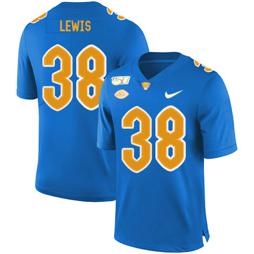 Personalized Pittsburgh Panthers 38 Ryan Lewis Blue 150th Anniversary Patch College Football Jersey