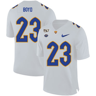 Personalized Pittsburgh Panthers 23 Tyler Boyd White 150th Anniversary Patch College Football Jersey