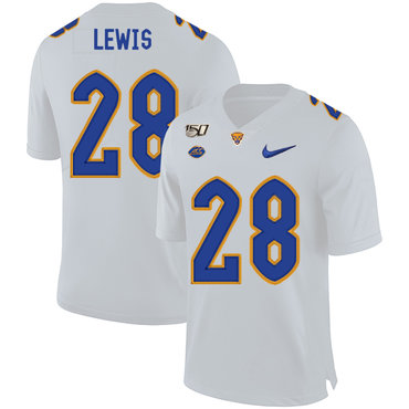 Personalized Pittsburgh Panthers 28 Dion Lewis White 150th Anniversary Patch College Football Jersey