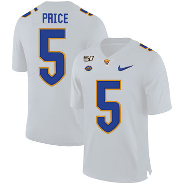 Personalized Pittsburgh Panthers 5 Ejuan Price White 150th Anniversary Patch College Football Jersey