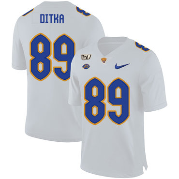 Personalized Pittsburgh Panthers 89 Mike Ditka White 150th Anniversary Patch College Football Jersey