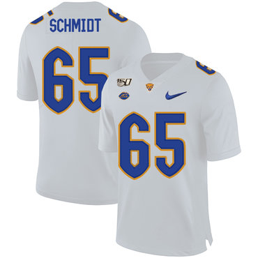 Personalized Pittsburgh Panthers 65 Joe Schmidt White 150th Anniversary Patch College Football Jersey