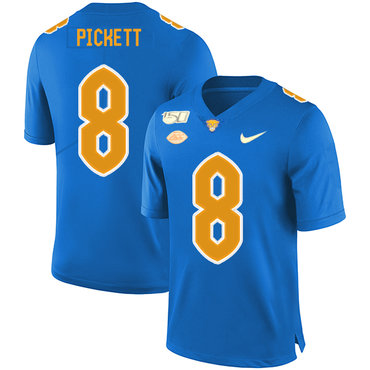 Personalized Pittsburgh Panthers 8 Kenny Pickett Blue 150th Anniversary Patch College Football Jersey