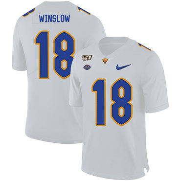 Personalized Pittsburgh Panthers 18 Ryan Winslow White 150th Anniversary Patch College Football Jersey