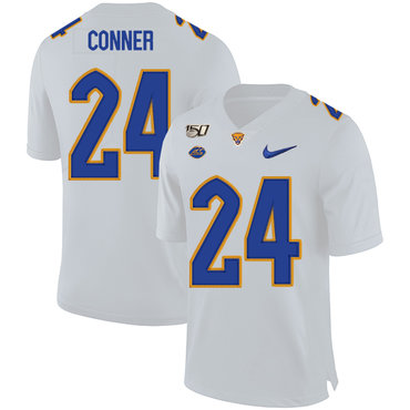 Personalized Pittsburgh Panthers 24 James Conner White 150th Anniversary Patch College Football Jersey
