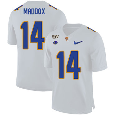 Personalized Pittsburgh Panthers 14 Avonte Maddox White 150th Anniversary Patch College Football Jersey