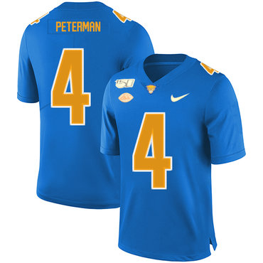 Personalized Pittsburgh Panthers 4 Nathan Peterman Blue 150th Anniversary Patch College Football Jersey