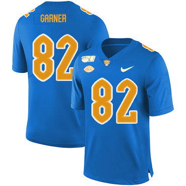 Personalized Pittsburgh Panthers 82 Manasseh Garner Blue 150th Anniversary Patch College Football Jersey