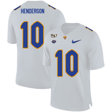 Personalized Pittsburgh Panthers 10 Quadree Henderson White 150th Anniversary Patch College Football Jersey