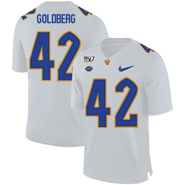 Personalized Pittsburgh Panthers 42 Marshall Goldberg White 150th Anniversary Patch College Football Jersey