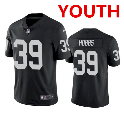 Personalized Youth Las Vegas Raiders #39 Nate Hobbs Black Limited Jersey