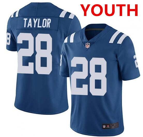 Personalized Youth indianapolis colts #28 jonathan taylor blue stitched jersey