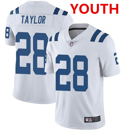 Personalized Youth indianapolis colts #28 jonathan taylor white stitched jersey