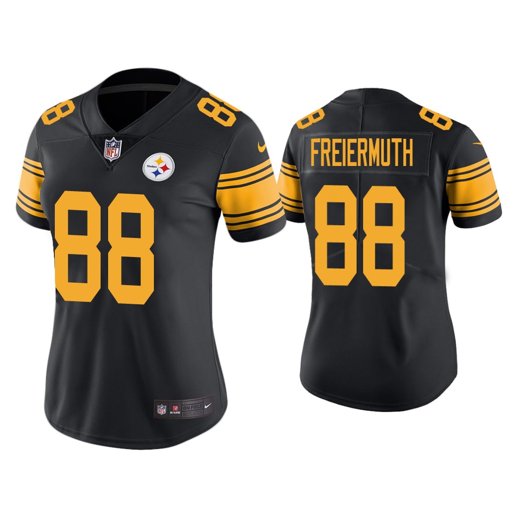 Personalized Women’s Pittsburgh Steelers #88 Pat Freiermuth Rush Limited Black Jersey
