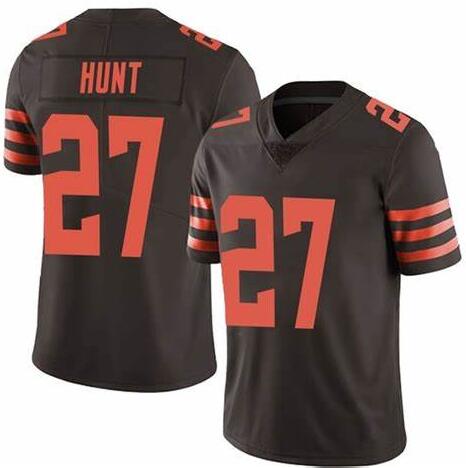Personalized Browns 27 Kareem Hunt Brown Color Rush Limited Jersey