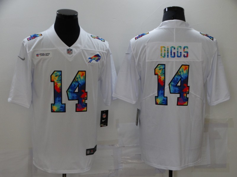 Personalized Men’s Buffalo Bills #14 Stefon Diggs Multi Color White 2020 NFL Crucial Catch Untouchable Limited Jersey