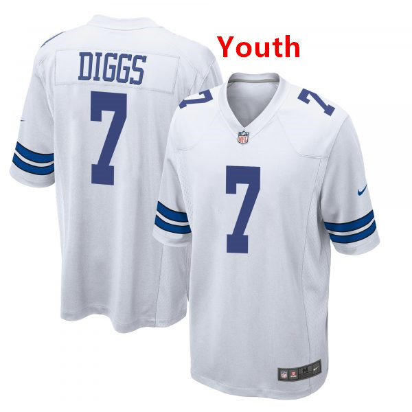 Personalized Youth Dallas Cowboys #7 Trevon Diggs White Jersey
