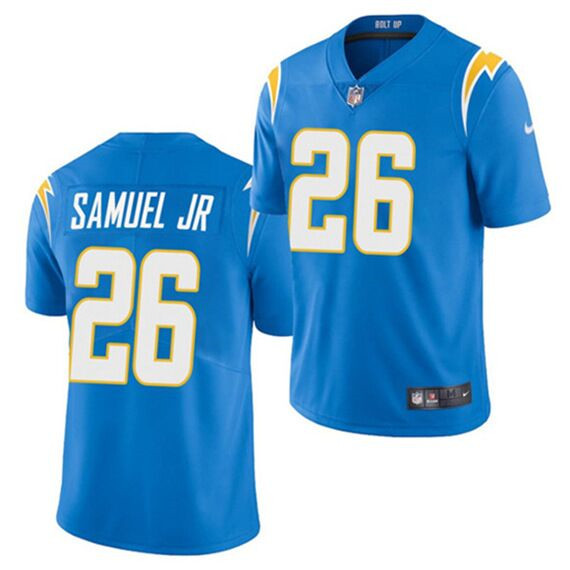 Personalized Men’s Los Angeles Chargers #26 Asante Samuel Jr. Blue Untouchable Limited Stitched Jersey