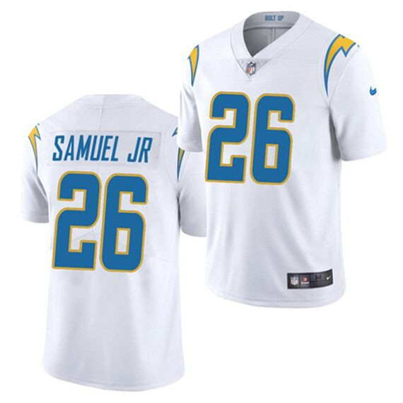 Personalized Men’s Los Angeles Chargers #26 Asante Samuel Jr. White Untouchable Limited Stitched Jersey