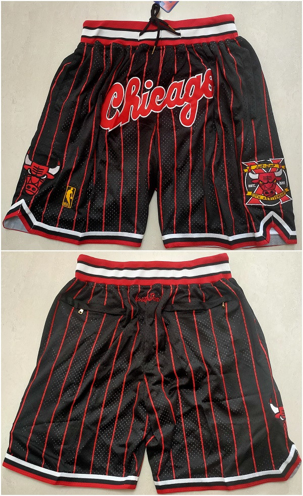 Personalized Men’s Chicago Bulls Black Mitchell&Ness Shorts (Run Small)2