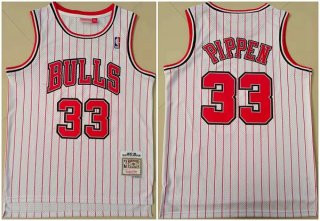Personalized Men’s White Chicago Bulls #33 Scottie Pippen Throwback Stitched Jersey