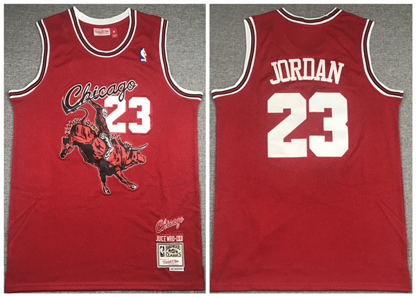 Personalized Men’s Chicago Bulls #23 Michael Jordan Red Mitchell & Ness Juice Wrld Stitched Jersey