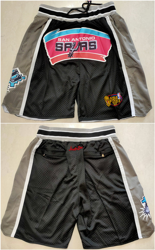 Personalized Men’s San Antonio Spurs Black Grey Shorts (Run Small)