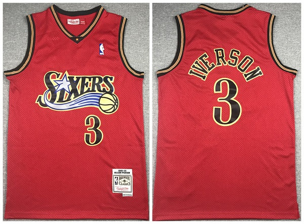 Personalized Men’s Philadelphia 76ers #3 Allen Iverson Red Throwback Stitched Jersey