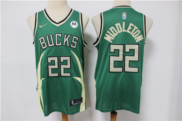 Personalized Men’s Milwaukee Bucks #22 Khris Middleton Green Stitched Jersey