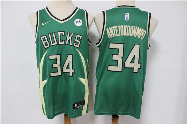 Personalized Men’s Milwaukee Bucks #34 Giannis Antetokounmpo Green Stitched Jersey