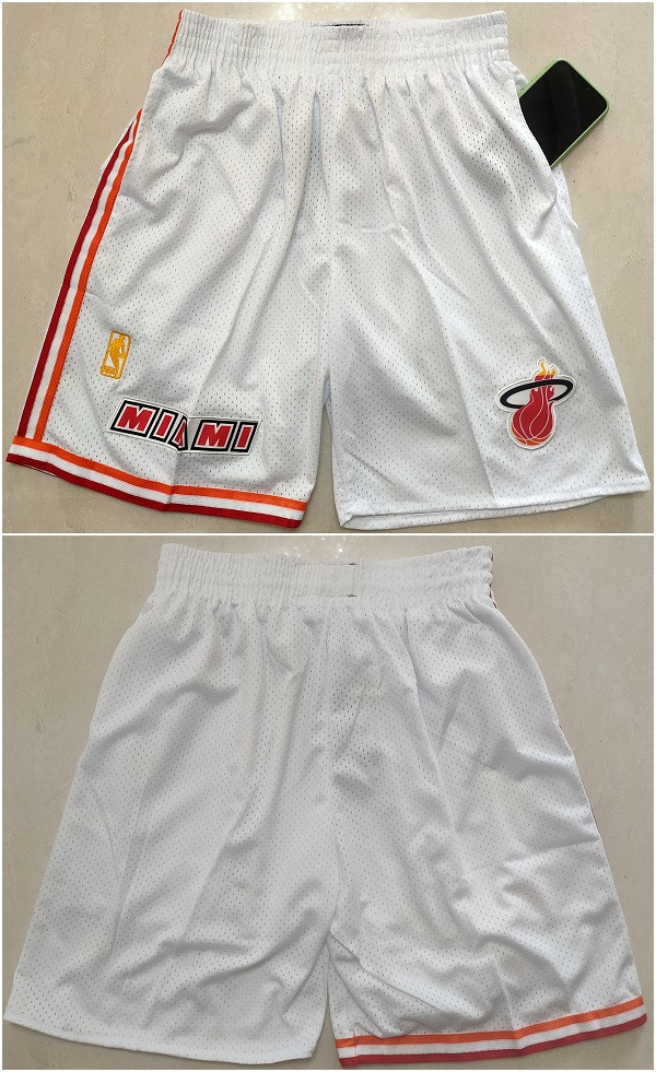 Personalized Men’s Miami Heat White Shorts (Run Small)