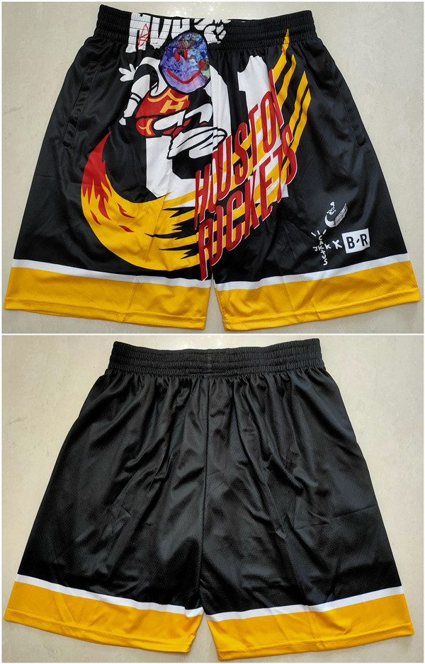 Personalized Men’s Houston Rockets Black Mitchell&Ness Shorts (Run Small)