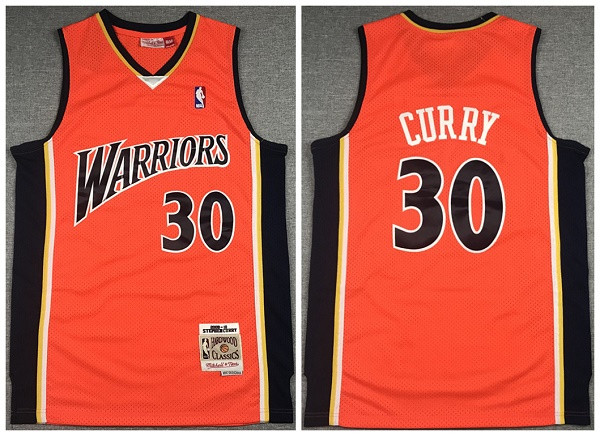 Personalized Men’s Golden State Warriors #30 Stephen Curry Orange 2009-10 Throwback Stitched Jersey