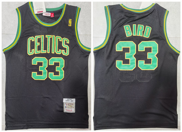 Personalized Men’s Boston Celtics #33 Larry Bird Black Throwback Stitched Jersey