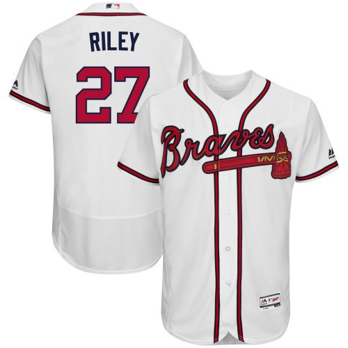 Personalized Men’s Atlanta Braves #27 Austin Riley White Flex Base Stitched Jersey