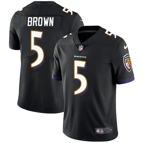 Personalized Men’s Baltimore Ravens #5 Marquise Brown Black Stitched Football Jersey