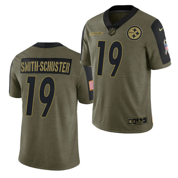 Personalized Men’s Pittsburgh Steelers #19 JuJu Smith-Schuster 2021 Olive Salute To Service Limited