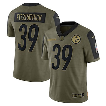 Personalized Men’s Pittsburgh Steelers #39 Minkah Fitzpatrick Olive 2021 Salute To Service Limited Player Jersey