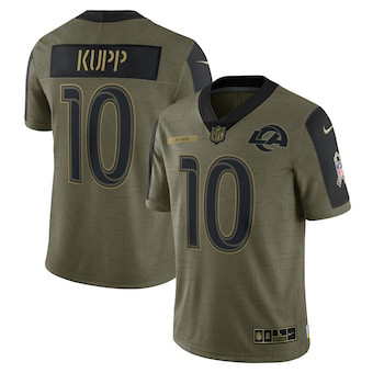 Personalized Men’s Los Angeles Rams #10 Cooper Kupp Olive 2021 Salute To Service Limited Player Jersey