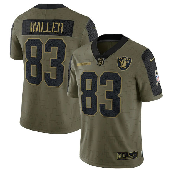 Personalized Men’s Las Vegas Raiders #83 Darren Waller 2021 Olive Salute To Service Limited Stitched Jersey