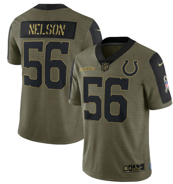 Personalized Men’s Indianapolis Colts #56 Quenton Nelson 2021 Olive Salute To Service Limited