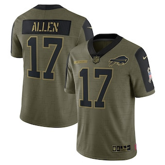 Personalized Men’s Buffalo Bills #17 Josh Allen Olive 2021 Salute To Service Limited Player Jersey