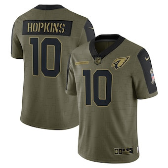 Personalized Men’s Arizona Cardinals #10 DeAndre Hopkins Olive 2021 Salute To Service Limited Player Jersey