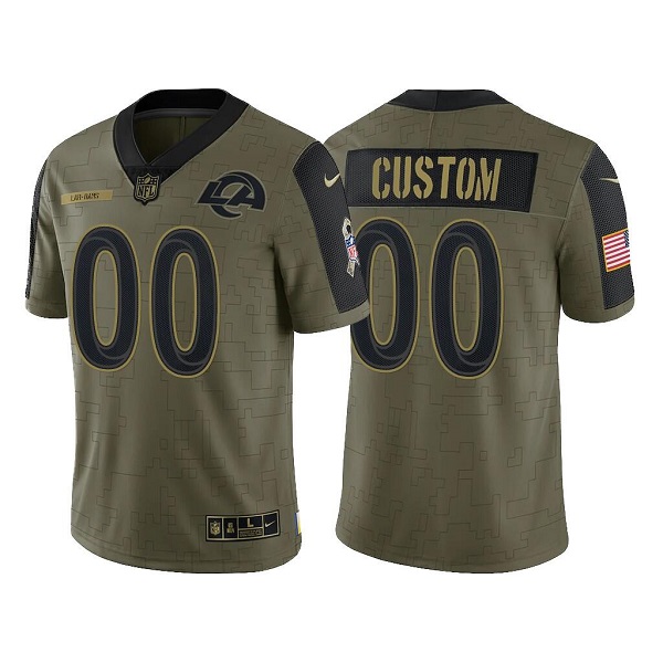 Personalized Men’s Los Angeles Rams ACTIVE PLAYER 2021 Olive Salute To Service Limited Stitched Jersey